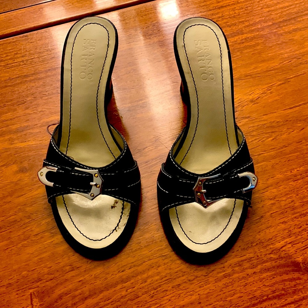 Franco Sarto, black sandals with buckle
